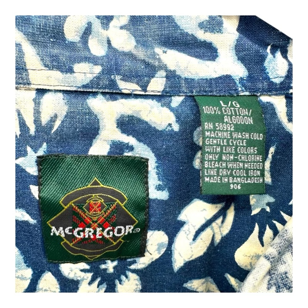 McGregor Men’s L Large VTG 80’s Cotton Blue SS Button Shirt Hawaiian‎ Vintage - Picture 3 of 12
